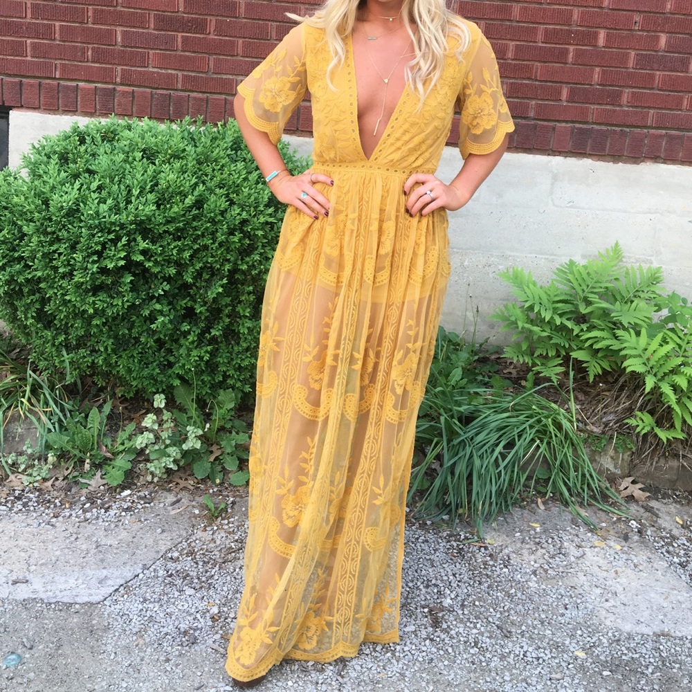 Mustard Yellow Lace Dress SOLD